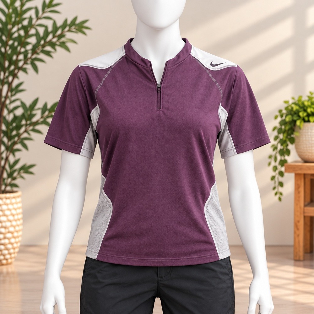 Nike Sphere Dry Cycling Jersey Womens M Purple Grey Quarter Zip Mesh Performance